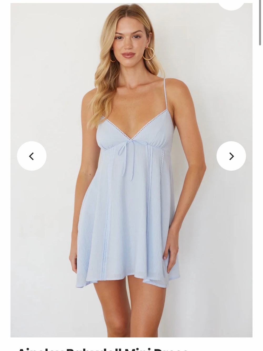American Threads Light Blue Spaghetti Strap Mini Dress